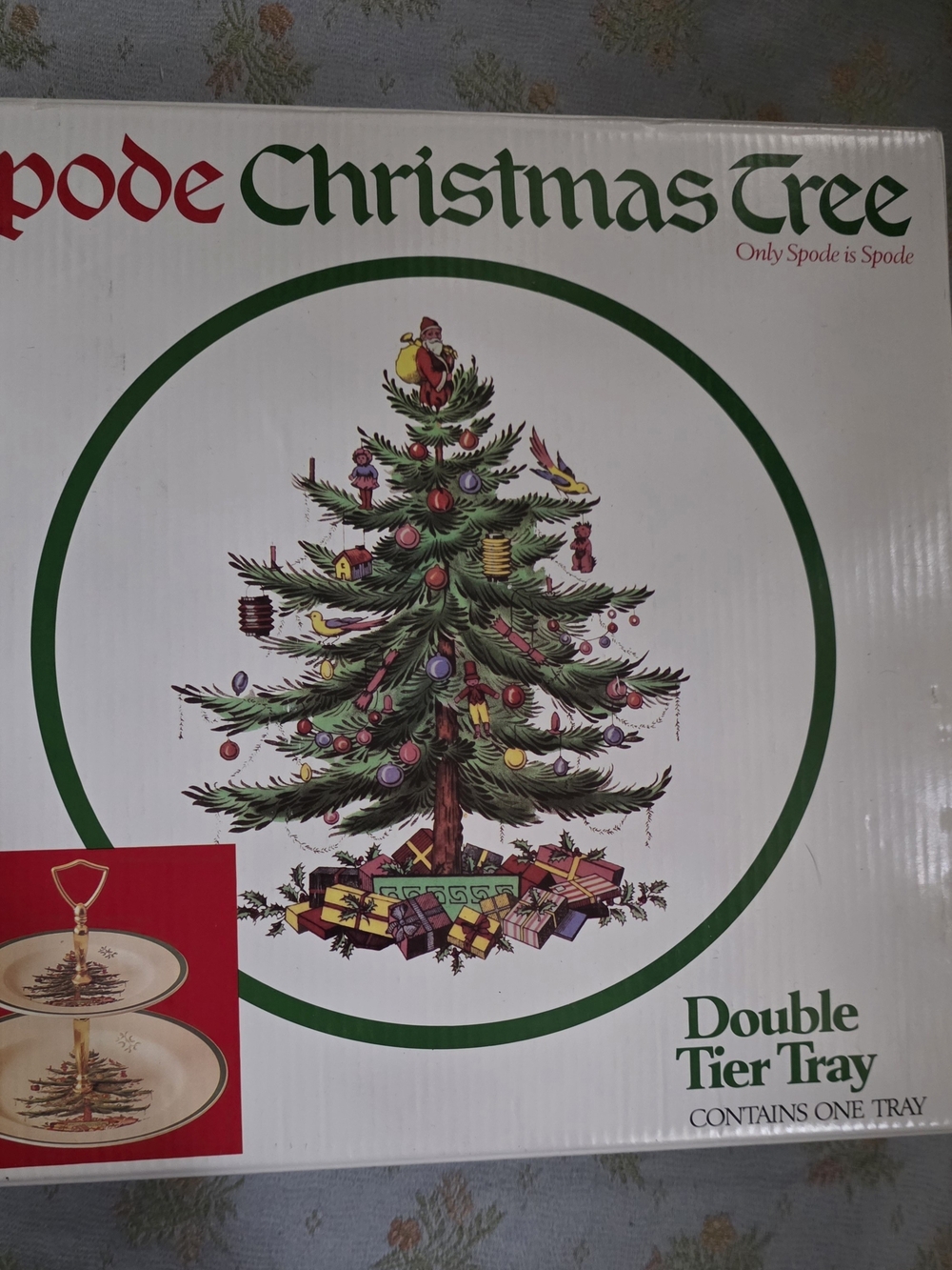 Spode Double Tier Tray - Christmas Tree (Green)